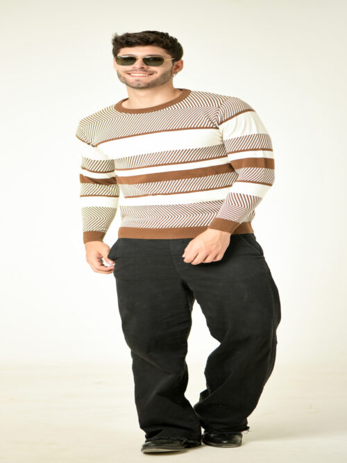 Striped Round Neck Woolen Pullover Sweater