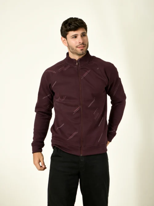 Mock Collar Front-Open Sweatshirt