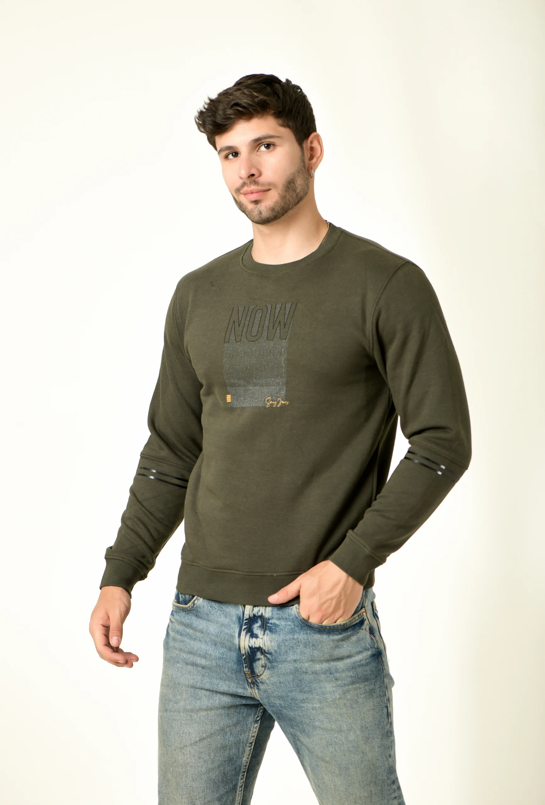 Typographic Print Crew-Neck Sweatshirt
