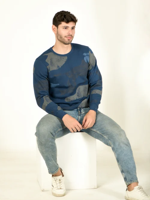 Men Printed Round Neck Multicolor Sweater