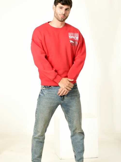 Men Brand Print Regular Fit Crew-Neck Sweatshirt