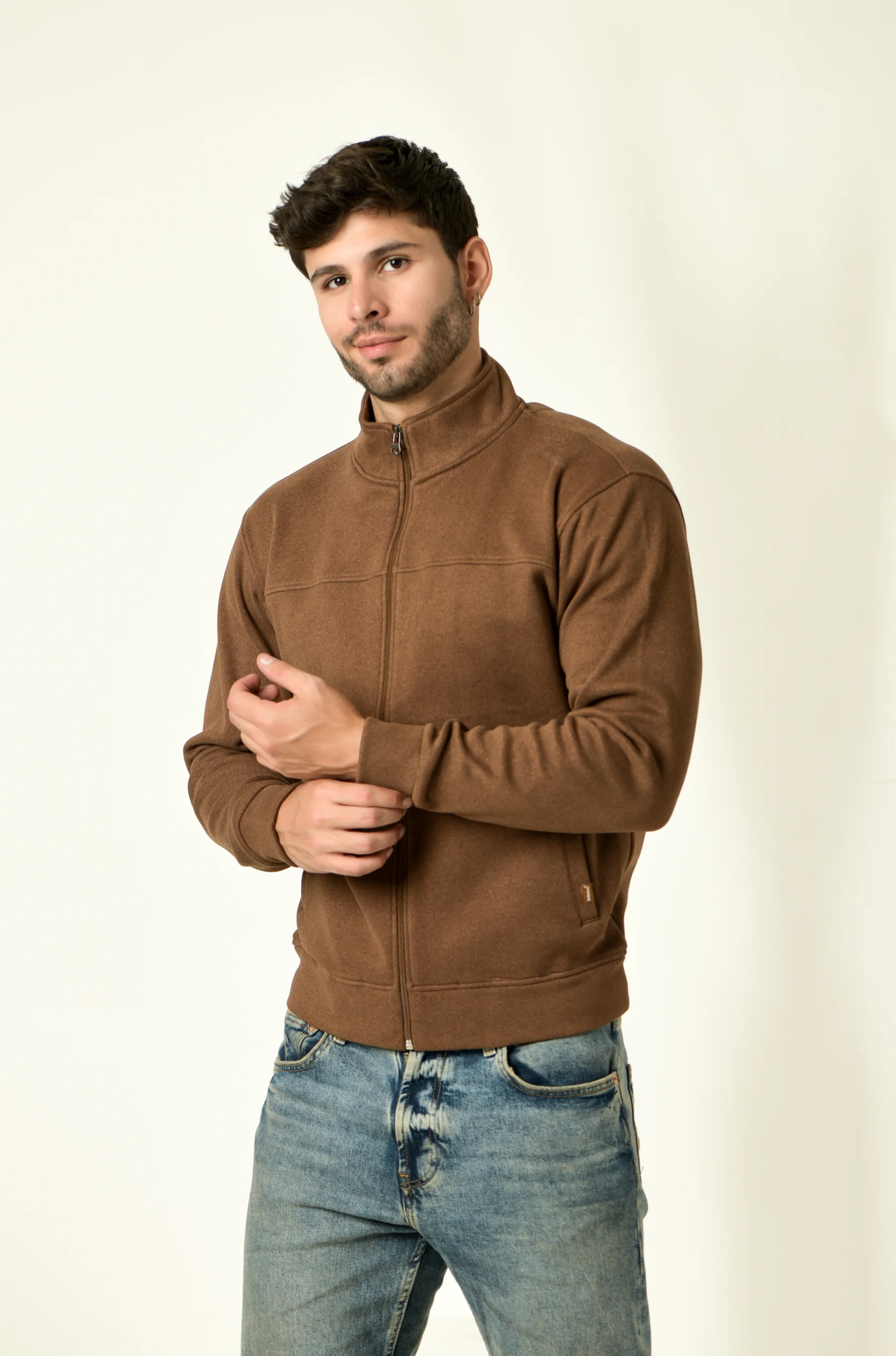 Octave Mock Collar Fleece Front Open Sweatshirt