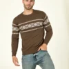 Men Self Design Round Neck Sweater