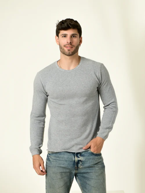 Men Solid Round Neck Cotton Blend Grey T-Shirt