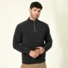 Men Solid High Neck Black Sweater