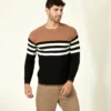 Men Woven Round Neck Multicolor Sweater