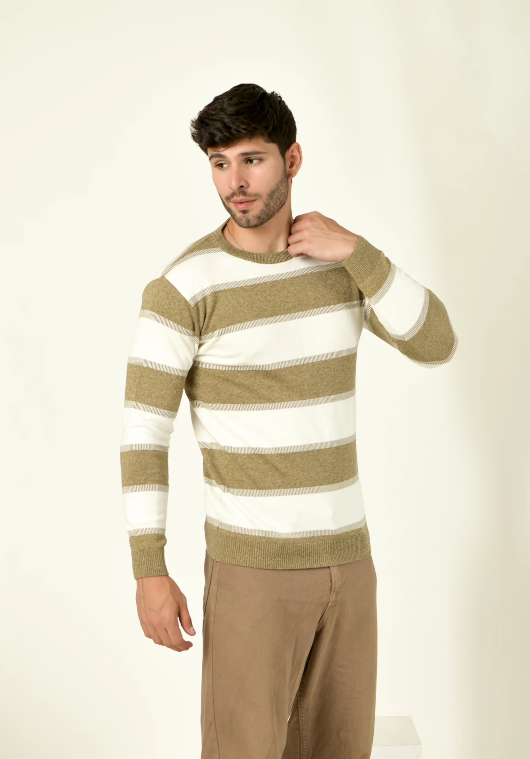 Men Striped Regular Fit Sweater