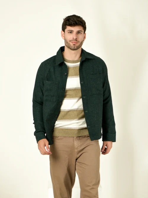Green Wool Field Overshirt